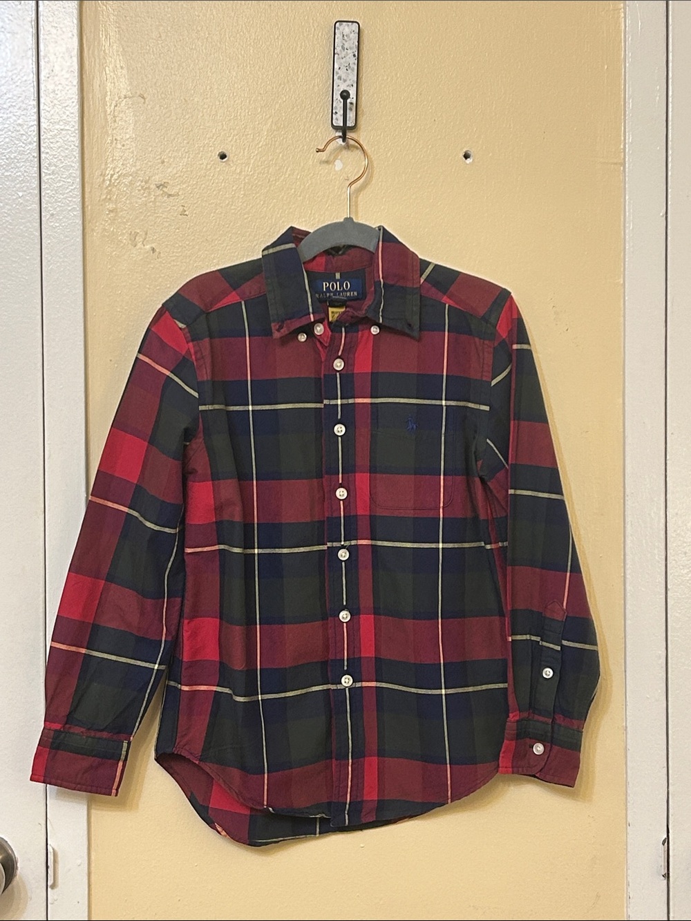 Polo by Ralph Lauren Red & Navy Plaid Cotton Button-Down Shirt